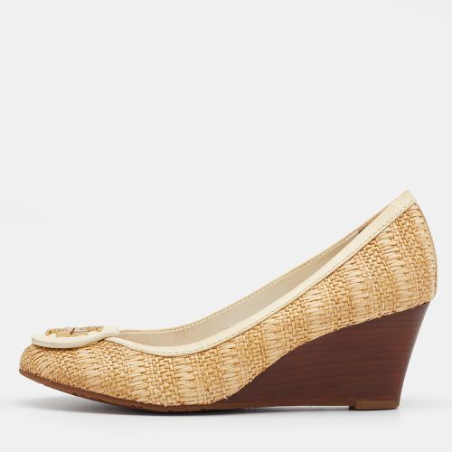 Raffia And Leather Sally Wedge Pumps Size 36.5 - Tory Burch - Modalova