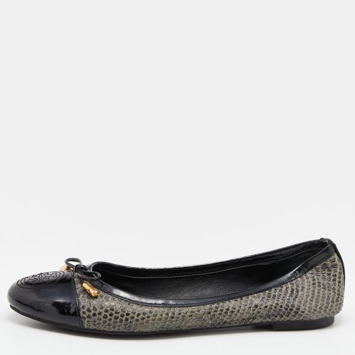 Black Python Embossed Leather and Patent Leather Ballet Flats Size 38.5 - Tory Burch - Modalova