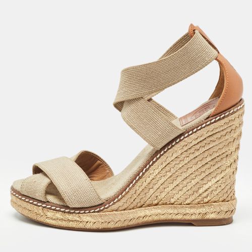 Beige Canvas and Leather Wedge Sandals Size 37.5 - Tory Burch - Modalova