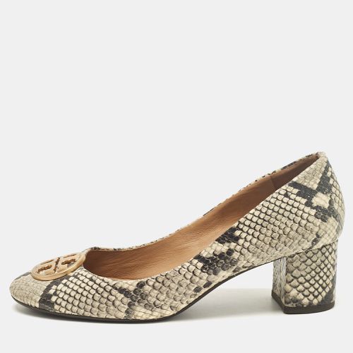 Python Embossed Leather Chelsea Block Heel Pumps Size 38.5 - Tory Burch - Modalova