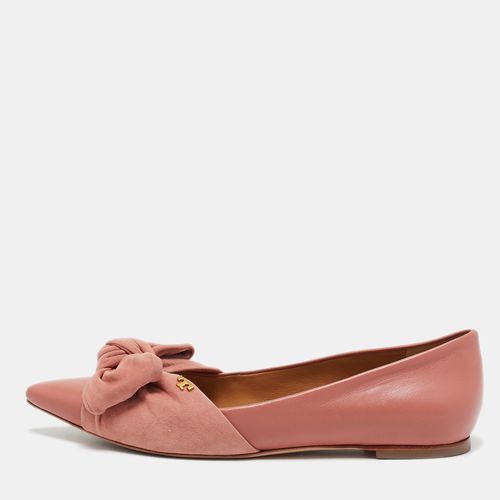 Leather and Suede Knotted Bow Ballet Flats Size 37.5 - Tory Burch - Modalova