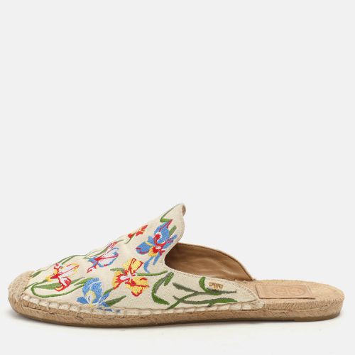 Floral Embroidered Canvas Espadrille Mules Size 37.5 - Tory Burch - Modalova