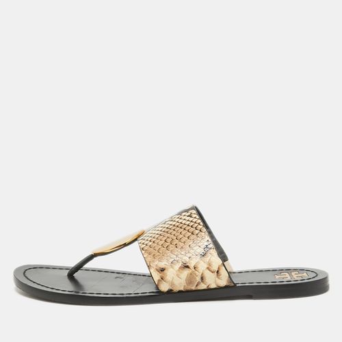 Python Embossed Leather Flat Sandals 39 - Tory Burch - Modalova