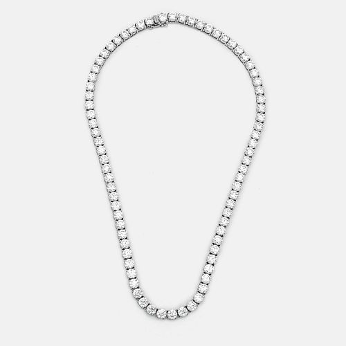 K Gold Round Brilliant Cut Lab Grown Diamonds Necklace (Approx 38.5 ct) - The Diamond Edit - Modalova