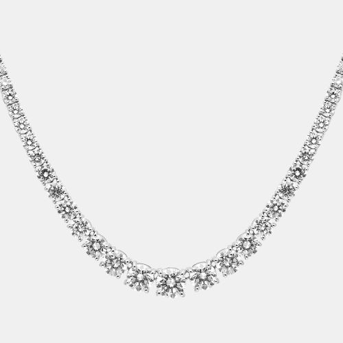 K Gold Round Brilliant Cut Lab Grown Diamonds Graduating Necklace (Approx 10.35 ct) - The Diamond Edit - Modalova