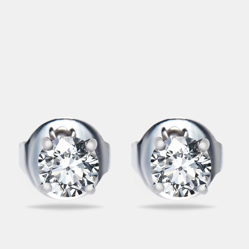 Lab Grown Diamond 1.11 cts Gold Solitaire Stud Earrings - The Diamond Edit - Modalova