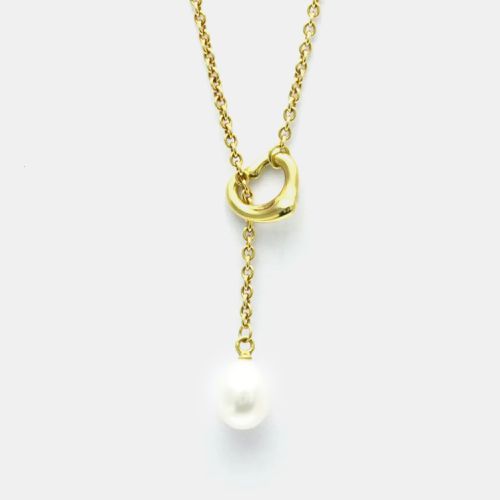 K Gold Pearl Open Heart Pearl Lariat Necklace - Tiffany & Co. - Modalova