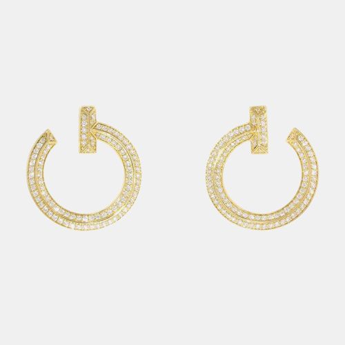 K Gold and Diamond T One Open Hoop Earrings - Tiffany & Co. - Modalova