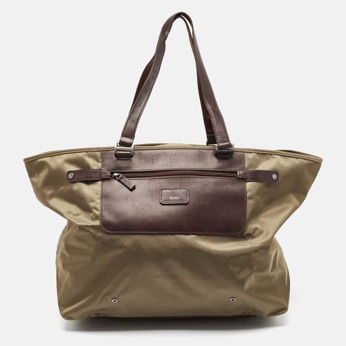 Khaki /Brown Leather and Nylon Packaway Shopper Tote - TUMI - Modalova