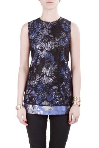 Collection Lurex Jacquard Floral Lace Overlay Sleeveless Top M - Vera Wang - Modalova