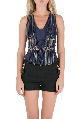 Philosophy Silk Gathered Pleat Front Metal Chain Detail Sleeveless Top S - Philosophy di Alberta Ferretti - Modalova