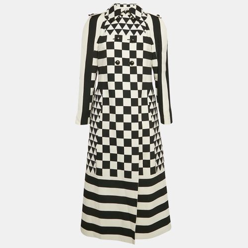 White Geometric Print Wool Blend Double Breasted Couture Dress M - Valentino - Modalova