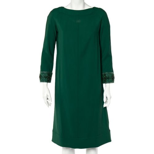 Crepe Embellished Sleeve Cape Detail Shift Dress M - Valentino - Modalova