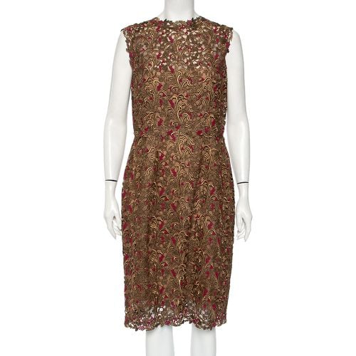 Bronze Lace Overlay Sheath Dress L - Valentino - Modalova