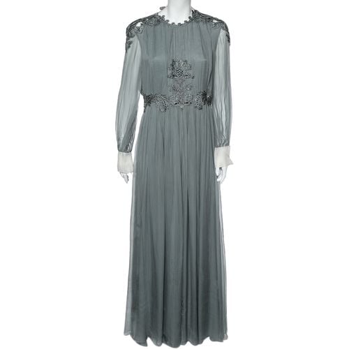 Crepe de Chine Silk Embellished Maxi Dress L - Valentino - Modalova