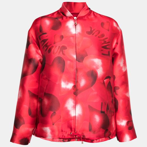 Printed Satin Zip Front Oversized Jacket S - Valentino - Modalova