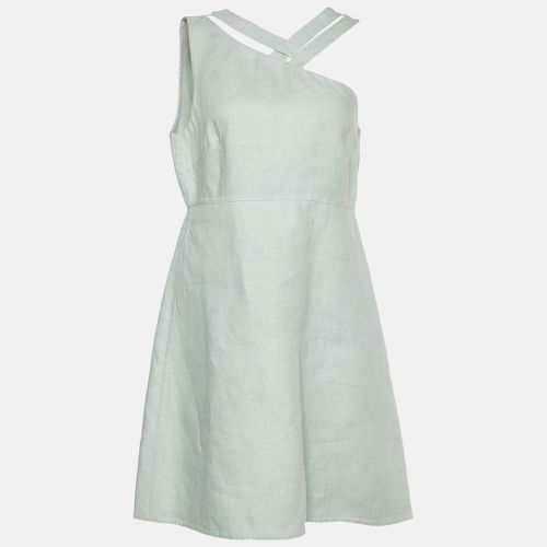 Sage Linen Asymmetric Neck Mini Dress M - Valentino - Modalova