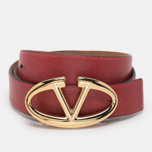 Leather V Logo Buckle Belt 80CM - Valentino - Modalova