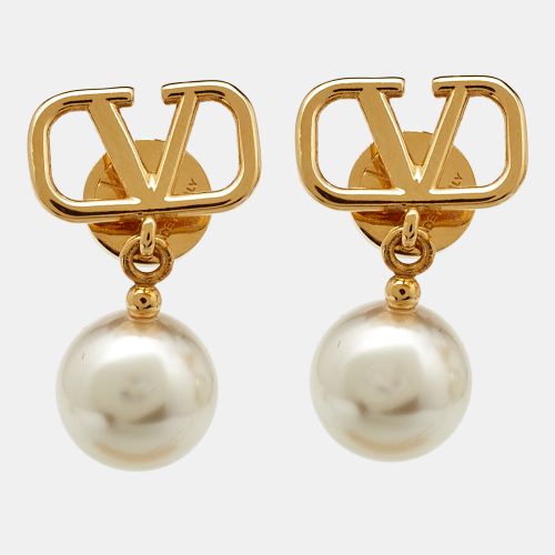 VLogo Signature Faux Pearl Tone Drop Earrings - Valentino - Modalova