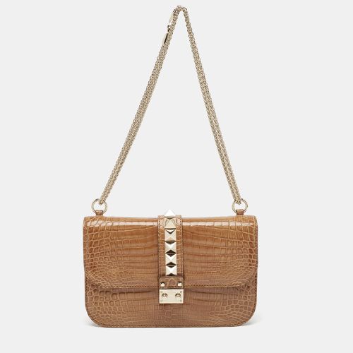 Crocodile Medium Rockstud Glam Lock Shoulder Bag - Valentino - Modalova