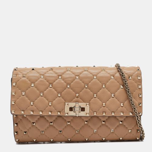 Quilted Leather Rockstud Spike Flap Chain Clutch - Valentino - Modalova