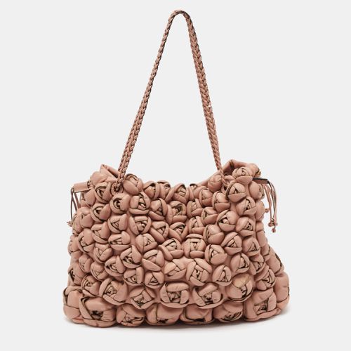 Light Leather Floral Applique Zip Tote - Valentino - Modalova