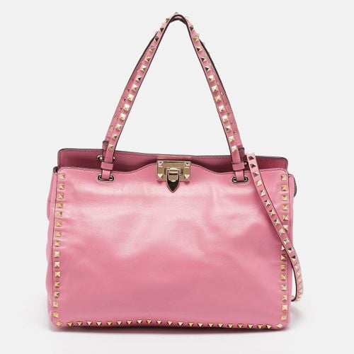 Leather Medium Rockstud Trapeze Tote - Valentino - Modalova