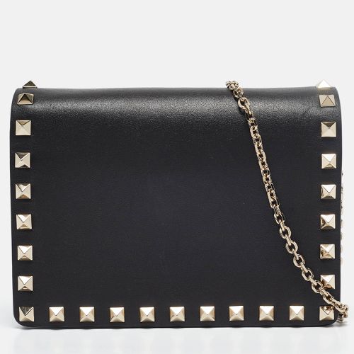 Leather Rockstud Flap Chain Clutch - Valentino - Modalova