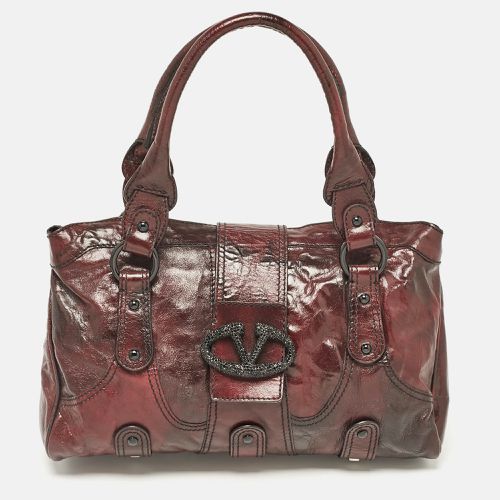 Dark Leather Crystals Catch Satchel - Valentino - Modalova