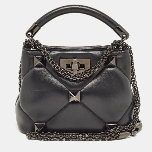 Quilted Leather Mini Roman Stud Top Handle Bag - Valentino - Modalova