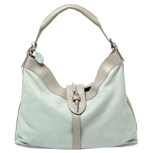 Mint /Grey Grain Leather Metal Flap Hobo - Valentino - Modalova