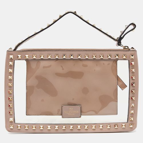 Transparent Leather and PVC Rockstud Clutch - Valentino - Modalova