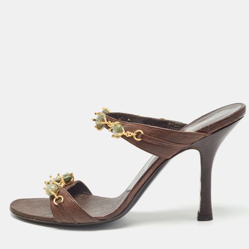 Leather Embellished Slide Sandals Size 37 - Valentino - Modalova