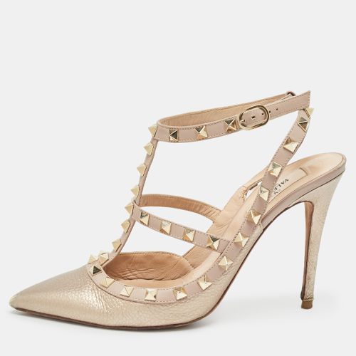 Beige/Gold Leather Rockstud Pumps Size 40 - Valentino - Modalova