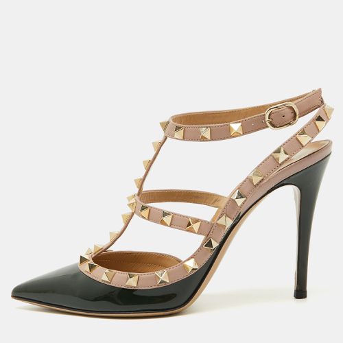 Dark /Beige Patent Leather Rockstud Pumps Size 38 - Valentino - Modalova