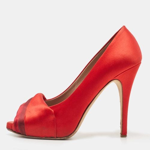 Pleated Satin Peep Toe Pumps Size 39 - Valentino - Modalova