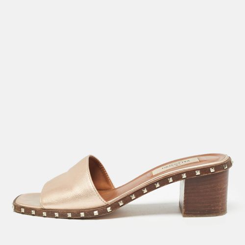 Rose Leather Rockstud Slides Size 35 - Valentino - Modalova