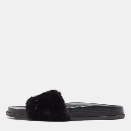 Mink Fur Rockstud Flat Slides Size 39 - Valentino - Modalova