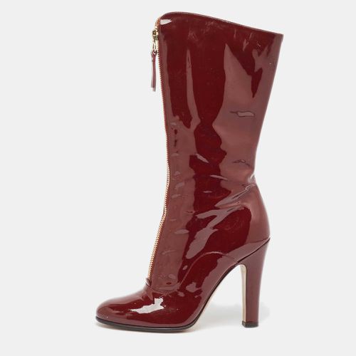 Patent Leather Zip Detail Mid Calf Boots Size 40 - Valentino - Modalova