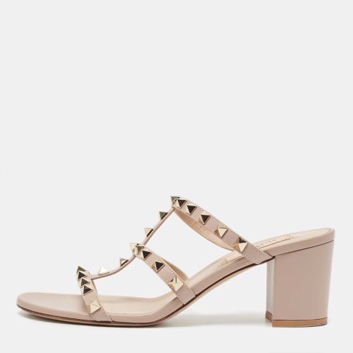 Dusty Leather Rockstud Slide Sandals Size 38 - Valentino - Modalova