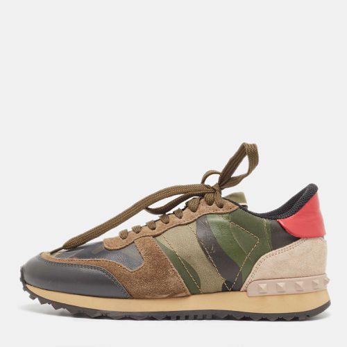 Camo Print Leather and Canvas Rockrunner Sneakers Size 37 - Valentino - Modalova