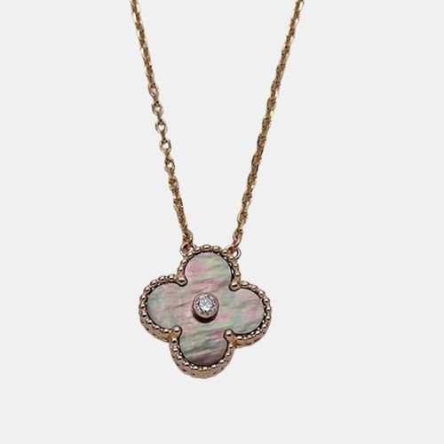 Gold 750PG Diamond Shell Alhambra Necklace - Van Cleef & Arpels - Modalova