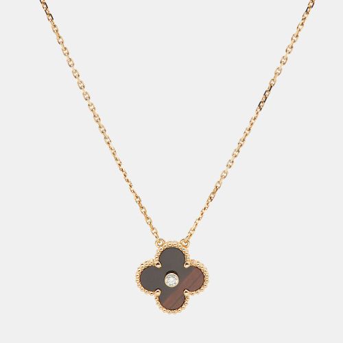 Vintage Alhambra Limited Edition 2017 Bulls Eye Stone and Diamond 18K Rose Gold Holiday Pendant Necklace - Van Cleef & Arpels - Modalova