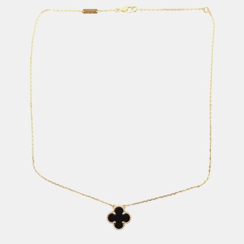 Van Cleef & Arpels 18K Gold Onyx Vintage Alhambra Pendant Necklace - Van Cleef & Arpels - Modalova