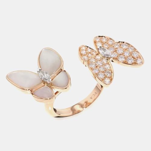 K Gold Diamond Mother of Pearl Two Butterfly Between The Finger Ring EU 50 - Van Cleef & Arpels - Modalova