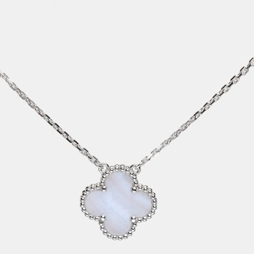 Vintage Alhambra Chalcedony 18k White Gold Pendant Necklace - Van Cleef & Arpels - Modalova