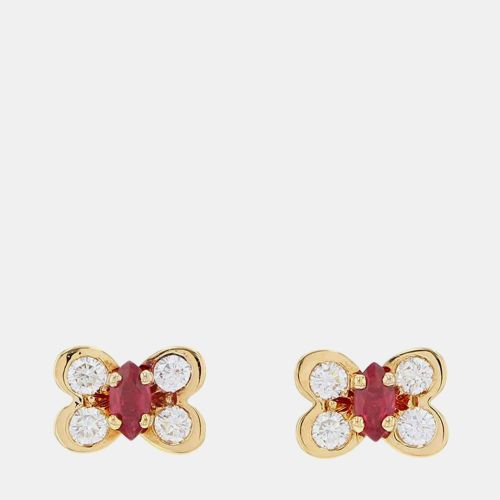 K Gold Ruby & Diamond Butterfly Earrings - Van Cleef & Arpels - Modalova