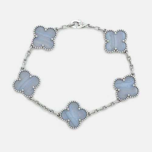 Vintage Alhambra Chalcedony 18K Gold 5 Motif Station Bracelet - Van Cleef & Arpels - Modalova
