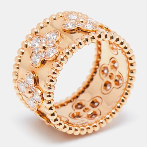 Perlée Clover Diamonds 18k Rose Ring Size 55 - Van Cleef & Arpels - Modalova