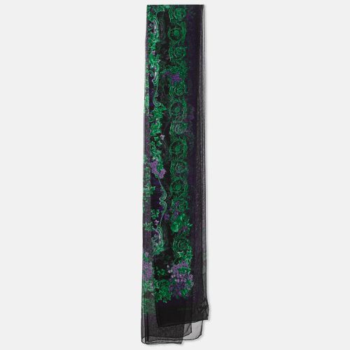 Purple Floral Print Silk Stole - Versace - Modalova